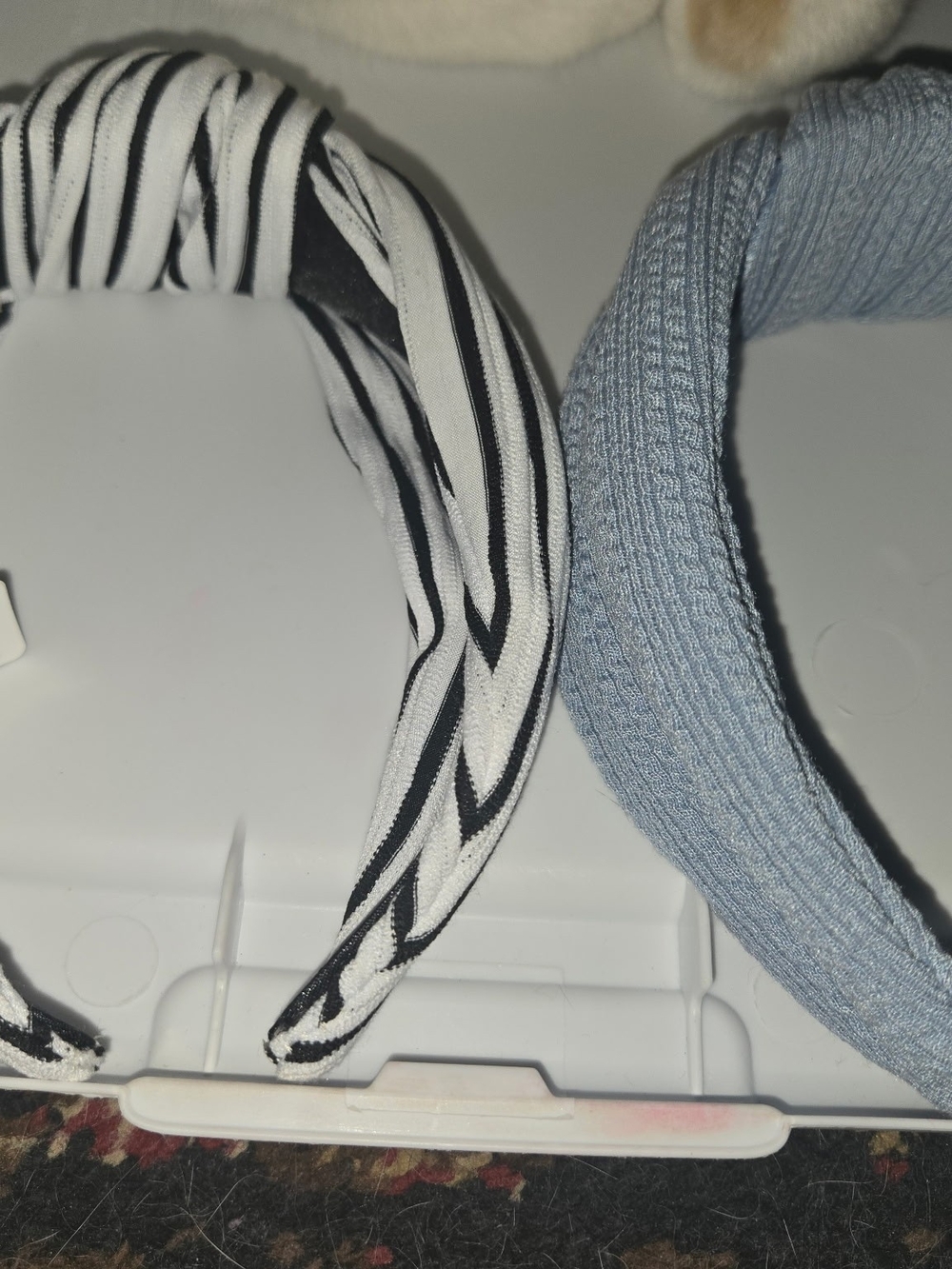 Striped Black & White and Light Blue Padded Headbands - Women Accessories